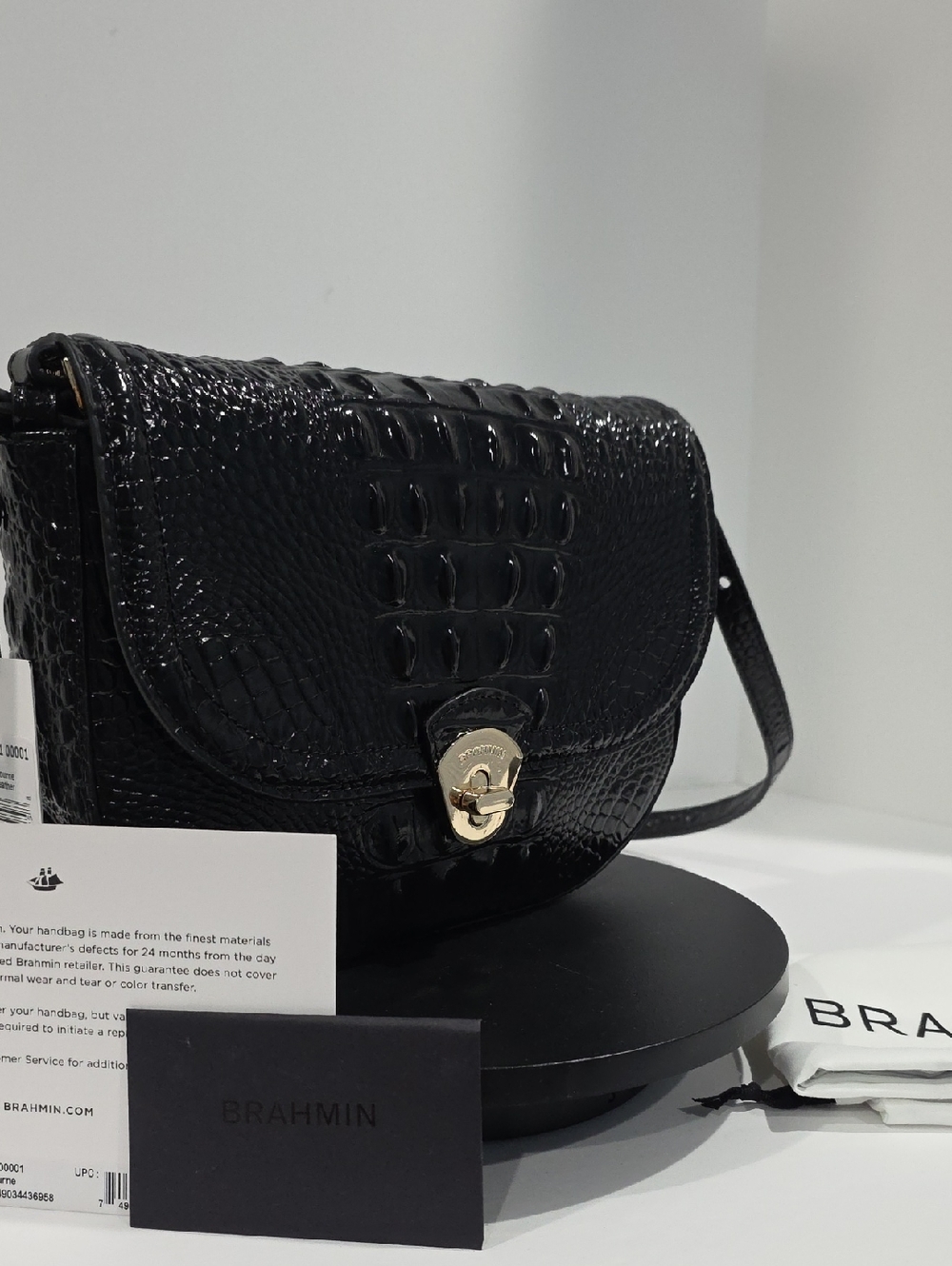 NWT ✅ Brahmin PORTIA BLACK Melbourne Leather Bag ⭐ NWT, COA, DUST BAG - Picture 16 of 16
